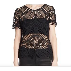 Generation Love Black Lace Short Sleeve Fashion Top - Medium